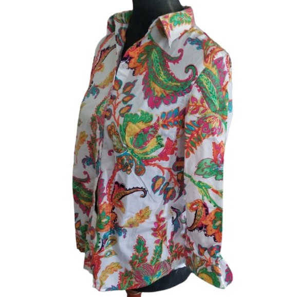 Vintage Lauren Ralph Lauren light cotton button front top sz M - Picture 3 of 6